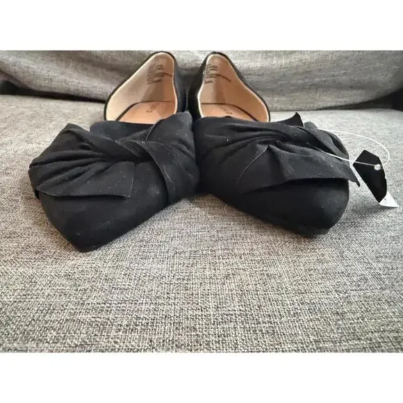 Torrid Twisted Bow Black Suede Flats Size 10 Wide New - Picture 11 of 12